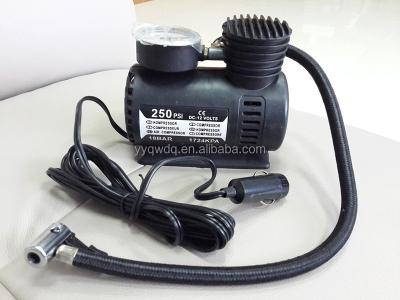 China 12v 250psi super compressor mini air compressor/portable car tire inflator pump 15*7*10cm for sale