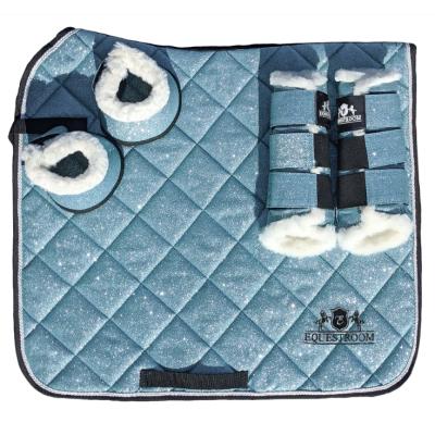 China High Quality Equestrian Riding Equipment Cloth Glitter Horse Pad Saddle Set With Matching Bandages for sale