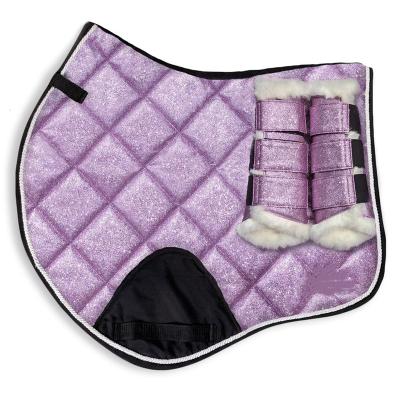 China Horse Riding Jumper Best Selling Polycotton Performance Equipment Glitter Shimmer Equestrian Bareback Jumping Pad Set For Riding Show for sale