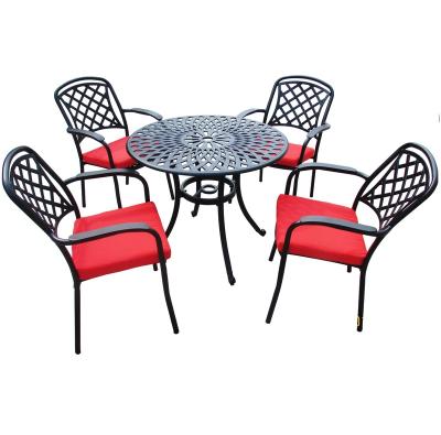 China All Weather Resistant UV Resistant Waterproof Outdoor Stackable Garden Set With Aluminum Frame Chair And Table for sale