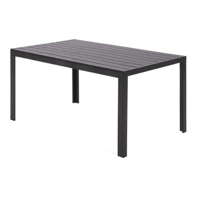 China Weather Resistant Modern Plastic Wood Furniture Top Aluminum Garden Outdoor Dining Table for sale