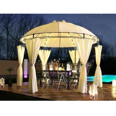 China All Weather Heavy Duty Steel Frame Luxury Round Gazebo With Solar Lighting for sale