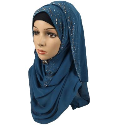 China 2021 Wholesale Flower Print Chiffon Muslim Hijab Fashion Glitter Muslim Women Hijab Scarf for sale