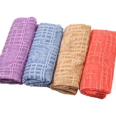 China Hot Selling Comfortable And Breathable Chiffon Hijab Scarf Embroidered Square Drilling Warm Silk Scarf Muslim Hijab for sale