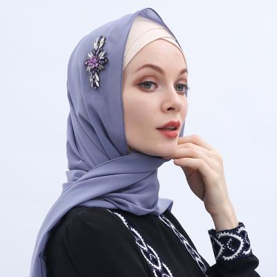 China Beautiful Arab Rhinestone/Pearl/Comfort/Sunscreen Long Scarf Diamond Chiffon Muslim Hijab, Instant Hijab Chiffon for sale