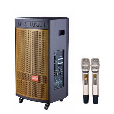 China Hot Selling Fashion Trolley Wooden Speaker Wireless Professional 15 Inch Active Speaker System Stage Loudspeaker for sale