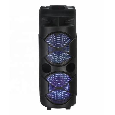 China Professional Trolley Speaker Dual 8 Inch LED Flashing Light Woofer Speaker With Disco Light for sale