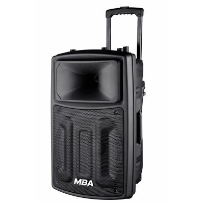 China Professional Trolley Loudspeaker High Power Alone 15 Inches Active Portable Phone Function Subwoofer Speaker for sale