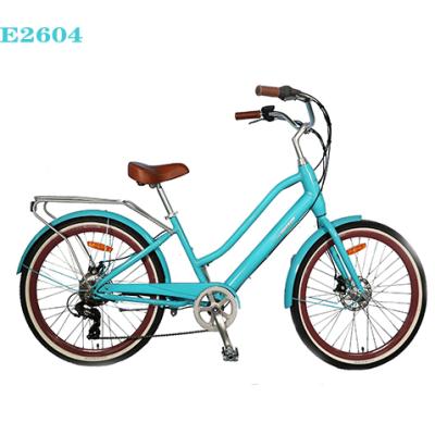 China 2019 Alloy Woman Electric Bike New Style Standard Beach Electric Bicycle 26