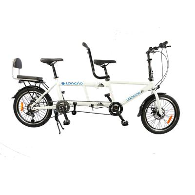 China 2020 new model 20 inch steel double folding bike alloy frame family bicycle tandem bicycle for sale