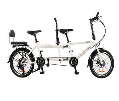 China 20 Inch Steel Frame Bicycle Double Folding Tandem Bike High Carbon Family Street Bicycle for sale