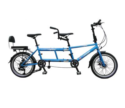 China Flat land 20 inch bicycle folding tandem bike with double seats and independent pedals to ride for sale