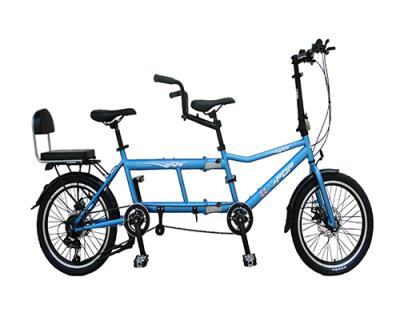 China 20 Inch Steel Frame High Carbon Family Bicycle Double Folding Tandem Bicycle Street for sale