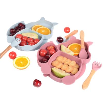 China Kitchen BPA Free Silicone Cartoon Dinner Dish For Baby Feeding for sale