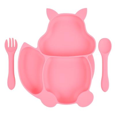 China 2021 Best Kitchen Silicone Baby Dish Squirrel Silicone Dish Baby Suction Selling Animal Dish for sale