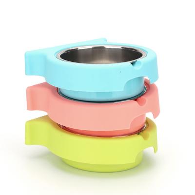 China Hanging Fixed Pet Bowl Dog Water Bowl Dog Basin Stainless Steel Fixed Dog Bowl With Iron Stand for sale