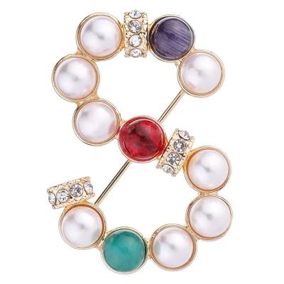 China Creative new cloth decoration party wedding AMS letter diamond-studded brooch, high-end small pearl perfume pin, temperament suit sweater female collar pin for sale