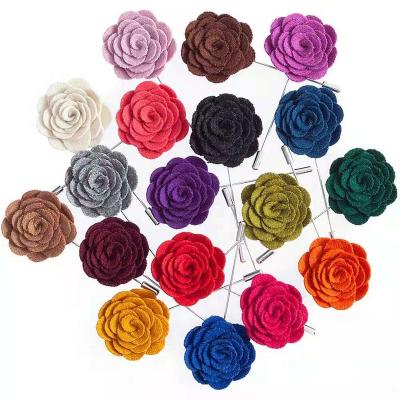 China Crystal European and American high-end fashion men's suit brooches Muslims needle-made handmade fabric nine petals flowe hijab scarf pins for sale