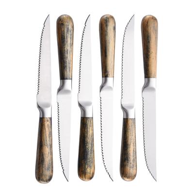 China RUITAI Vintage Style Copper Plating Handle Stainless Steel Steak Knives Durable 6 Piece Serrated Set of 6 for sale