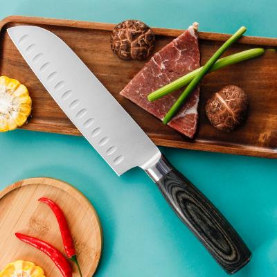 China RUITAI Yangjiang Factory Durable OEM Black Pakkawood Handle 7 Inch Japanese Kitchen Knife for sale