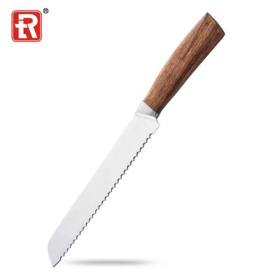 China New RUITAI Rosewood Handle Kitchen Cake Viable Launch Forged Steel Bread Knife With Serrated for sale