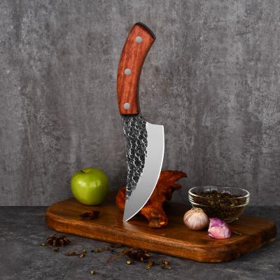 China Viable Classic Hammer High Carbon Steel Serapian Kitchen Butcher Knife With OEM Leather Sheath for sale