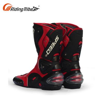 China Anti Skid Waterproof Outdoor Waterproof Black Red White Motorcycle Racing Boots Sports Mens Motorbike Shoes for sale