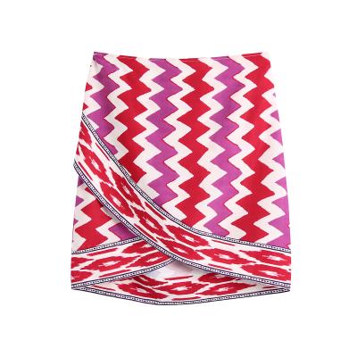 China Breathable Multi Color Striped Print Design Bottom Criss Cross Women Fashion Casual Mini Skirts for sale