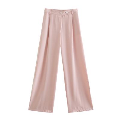 China Cute Breathable Design Women's Pink Color Pink Color Leg Pants And Trousers Fashion Simple Style Trousers for sale