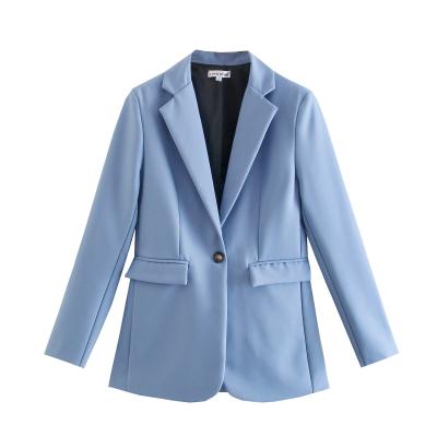 China Breathable Korean style 10 colorway single button long sleeve notched collar women fashion casual blazer for sale