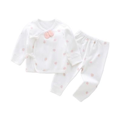 China Four seasons pajamas cotton baby set top unisex/unisex newborn slit baby under suit full moon newborn baby wear for sale