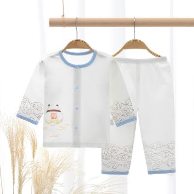 China Unisex/Unisex Newborn Baby Pajamas Sets Waffle Summer Short Sleeve Knitted Cotton Tops Boys Girls Outfits 2 Pieces Quantity OEM Baby Clothing for sale