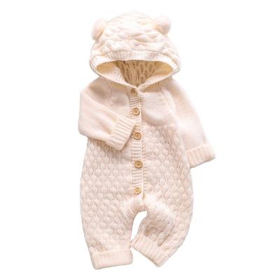 China 2022 hot sale Kleinkind Kleidung Woll Neugeborene kugeln baby boutique Gestrickte Kapuze Stram plerunge baby anti-shrink for sale