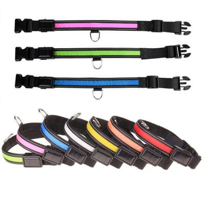 China Power LED USB Rechargeable Solar Panel Padded Reflective Flashing Dog Collar for sale