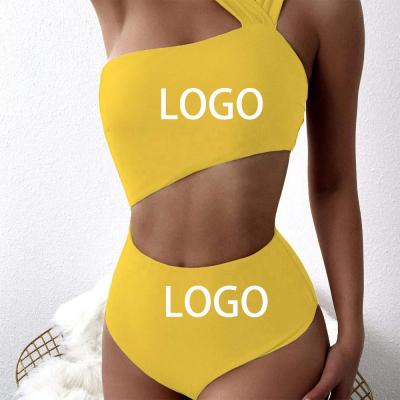 China 2021 New Designer One Shoulder Bikini One Piece Swimsuits Breathable Solid Swimsuits for sale