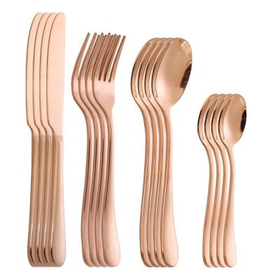 China Viable 16pcs Rose Gold Dinnerware Set Vajilla Stainless Steel Cutlery Silverware Knife For for sale