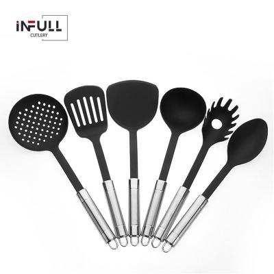 China Viable Nylon Kitchenware Kitchen Tools Non Stick Blackccc Turner Soup Ladle Spatula Shovel Baking Heat Resistant for sale