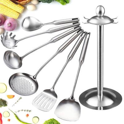 China Sustainable Cookware Set With Rotating Rack Slotted Spoon Slotted Large Spatula Soup Spoon Pocket Spaghetti Server Cookware Set for sale