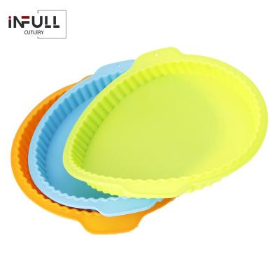 China Silicone Molds Viable Round Wave Edge Pizza Cookie Bread Loaf Handmade Pizza Pie Grill Tray Thin Cake Mold Kitchen Tools for sale