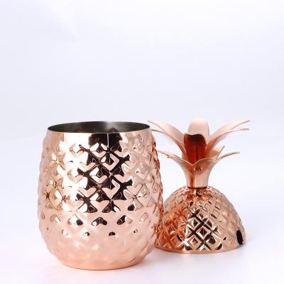 China Sustainable 350ml Pineapple Cups Wineglass Rose Gold Cocktail Drinking Wine Tumbler Rolls Cups Bar Tools Kitchen Accessories for sale