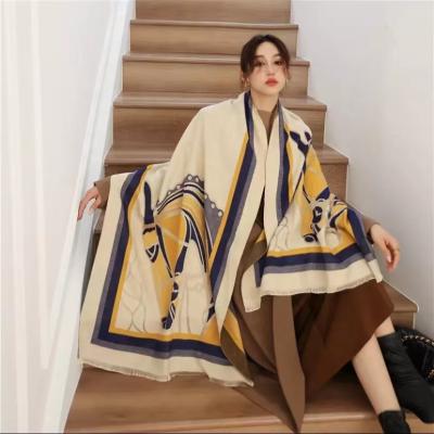 China Skin Friendly Winter Cashmere Scarf Hijab Thick Warm Women Print Foulard Covering Female Pashmina 180*65cm Bufanda Soft Shawl Wrap Echarpe 2021 for sale