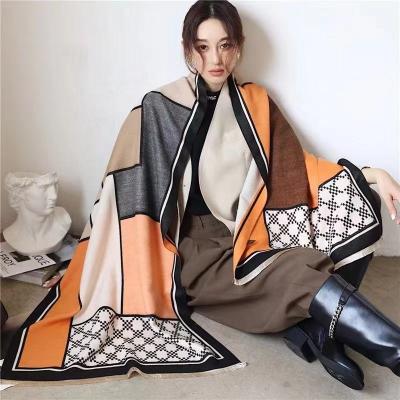 China Skin Friendly Plaid Cashmere Scarf Winter Women 2021 New Fashion Shawls And Wraps Deep Warm Foulard Hijab Cover Up Female Scarves for sale