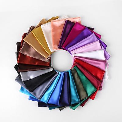 China Women 90*90cm Silk Satin Square Scarves Plain Soft Feeling Muslim Hijab Scarf Shawls And HeadWraps Islamic Female Scarf Headband for sale