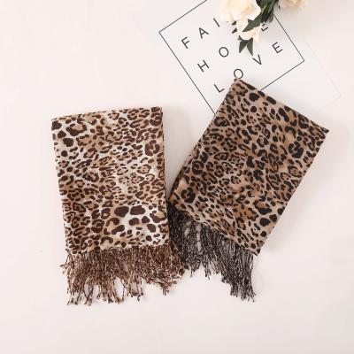 China Wholesale Fashion Long Fringe Custom Leopard Print With Tassel Long Fringe Muslim Hijab Scarf Good Quality for sale