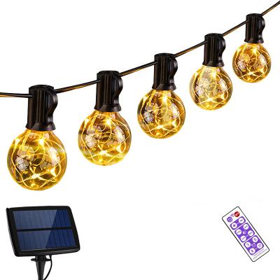 China 3W Garden String Light 25ft Solar Outdoor Waterproof Led Decorative Copper Wire Bulb String Lights 25LED Lights Remote Control for sale