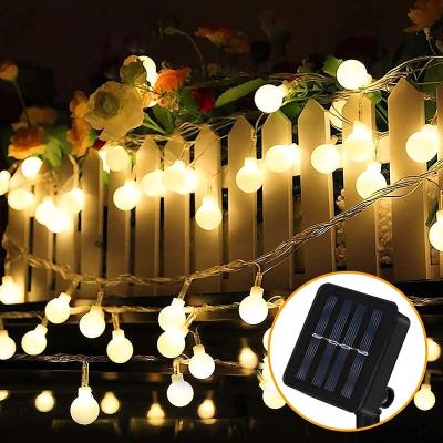 China Solar Garden 60LED 11M String Lights Frosted White Ball Lights Outdoor Indoor Christmas Day Camping Color Rainproof Decorative Lights for sale