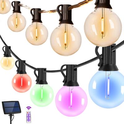 China Hot Selling Garden String Light 3W g40 Solar Outdoor Waterproof Led Decorative Christmas Lights 25+2 Bulb String Lights for sale