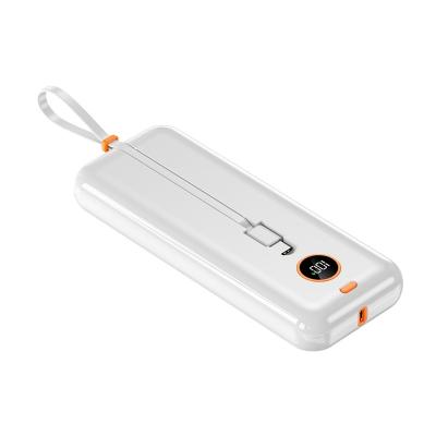 China External Multi-U Left Output Battery Pack Compatible with Smart Devices 2 Output 2 Input LED Display with Type-C Lanyard 20000mAh USB Power Bank for sale