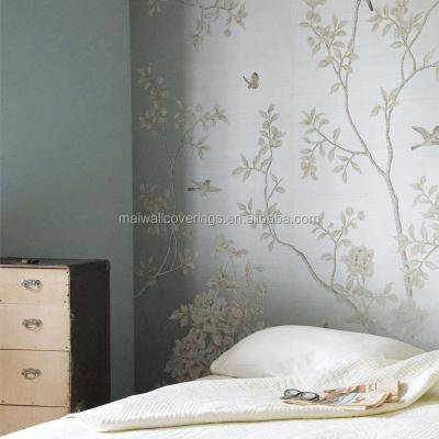 China Country Bedroom High Quality Hand Painted Silk Wallpaper For Home for sale