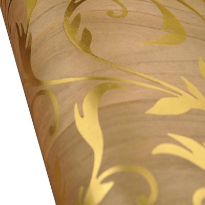 China MYWIND Original Modern Handmade Wood Gold Veener Luxury High Quality Wood Foil Wallpaper For Commercial Use for sale